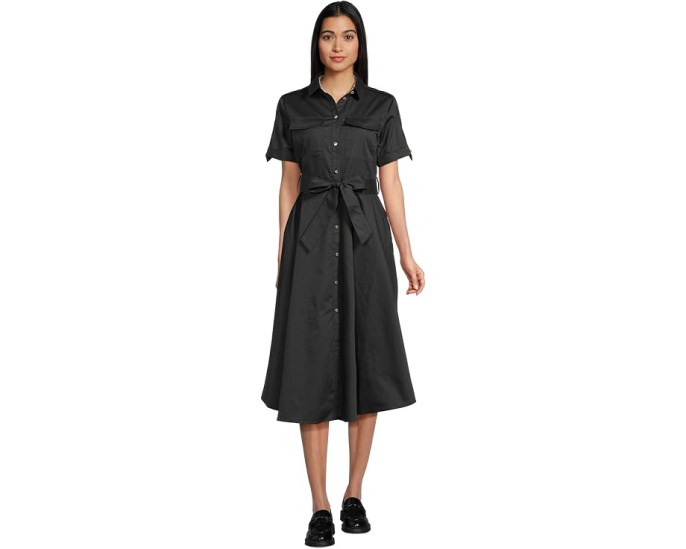 Платье миди Barbour Ivy из хлопкового сатина с погонами и поясом