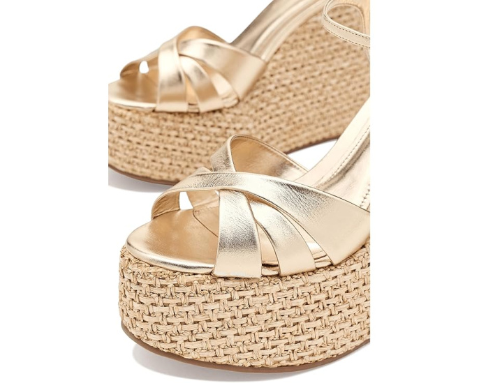 Босоножки-клинья Schutz Keefa Metallic с текстурированной рафией