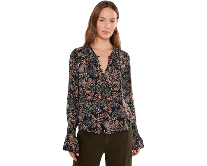 Long Sleeve Woven Blouse with Pintucks