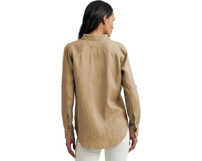 Льняная рубашка Lauren Ralph Lauren цвета Birch Tan