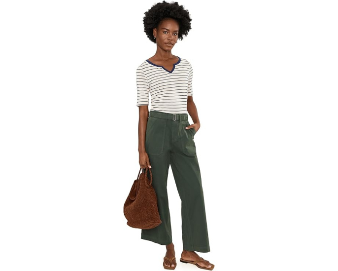Футболка Nzt Elbow Sleeve Stripe Notch с вырезом NIC+ZOE