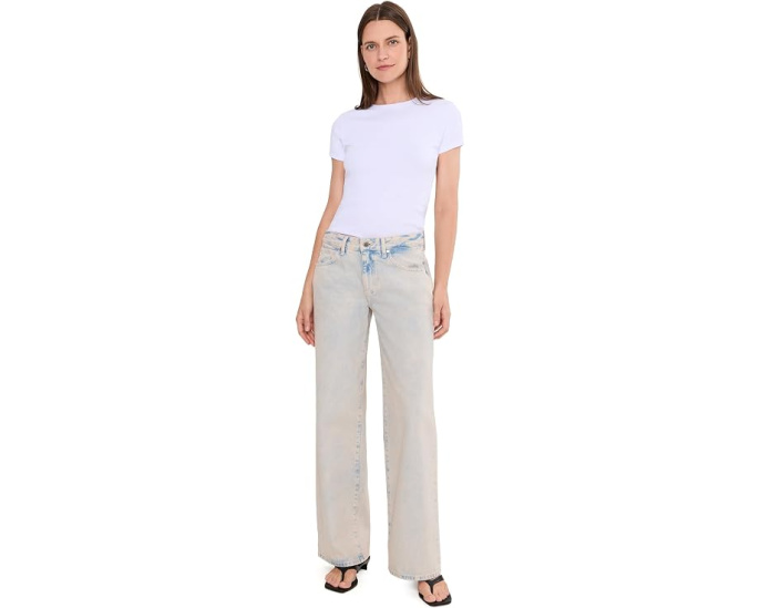 Джинсы AG Jeans Adria с низкой посадкой и широкими штанинами в оттенке Mojave Pink