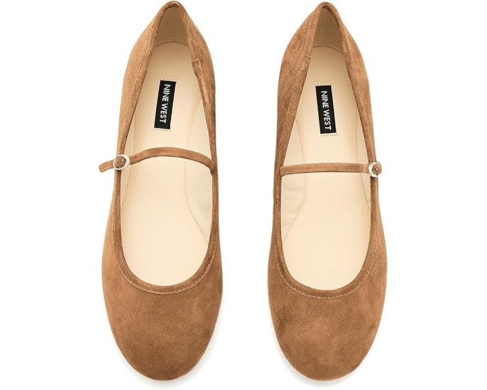 Балетки Classik с ремешком и квадратным каблуком из кожи Nine West