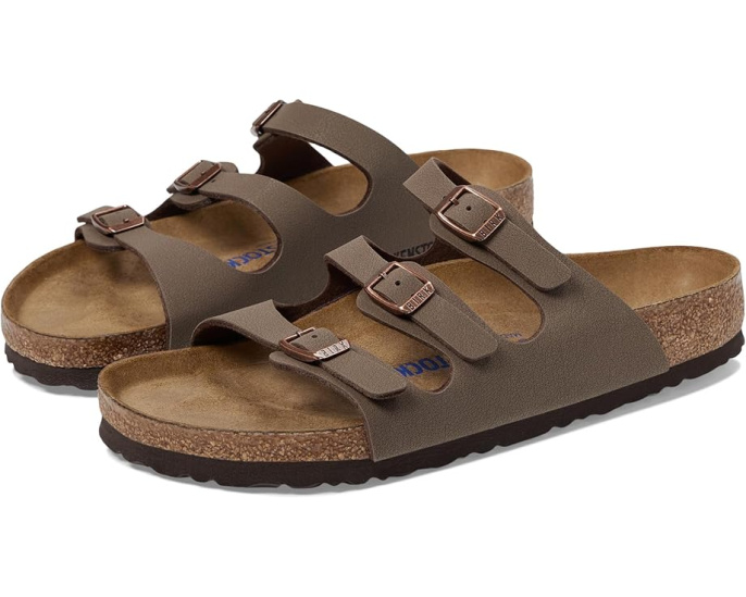 Сандалии Florida Soft Footbed с тремя ремешками и пробковой стелькой Birkenstock