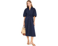 Petite Twist-Front Bubble-Sleeve Shirtdress