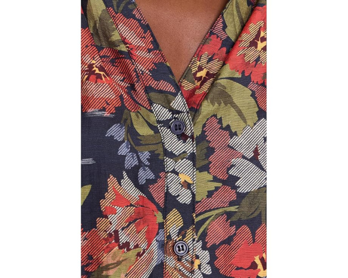Raglan Sleeve Button-Down Blouse