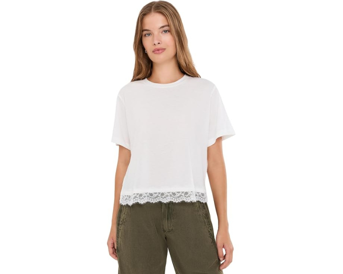 Lainey Lace Trim Shorts Sleeve Tee