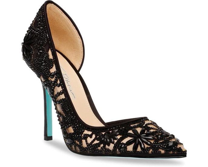 Туфли Chic Blue by Betsey Johnson с острым носом и стразами на высоком каблуке