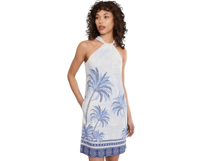 Платье Tommy Bahama Palm Paradise Halter из шелка с запахом