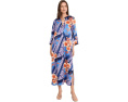 Кафтан Natori Magnolia Printed Satin Mandarin Caftan из сатина с принтом