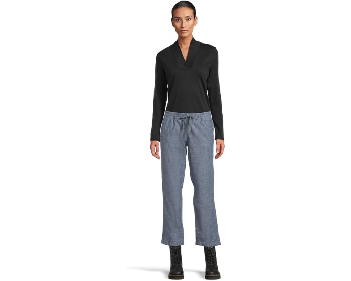 Укороченные брюки-чинос L.L.Bean Petite Lakewashed с зауженным силуэтом и поясом на резинке