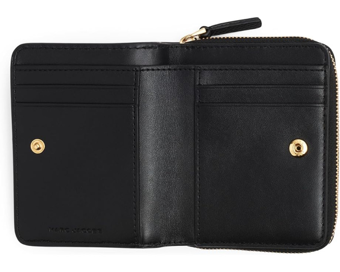 Мини-кошелек The Leather Mini Compact из кожи с магнитной застежкой и девятью карманами Marc Jacobs