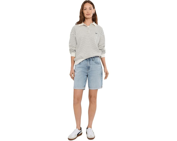Шорты Ex-Boyfriend Mid-Rise Slouchy из хлопка AG Jeans с длиной шагового шва 7 дюймов