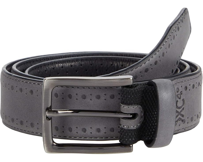 Johnston & Murphy XC4 Perfed Edge Belt из кожи с пряжкой под темный металл