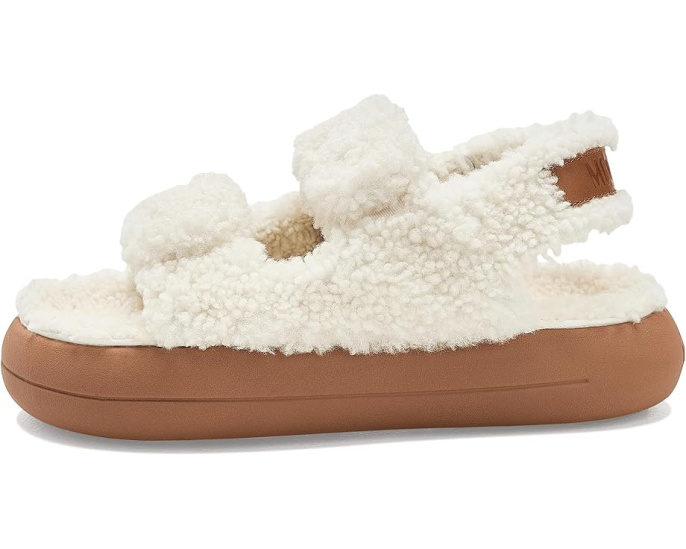 Сандалии Shearling с открытым носком и овчиной от MOON BOOT