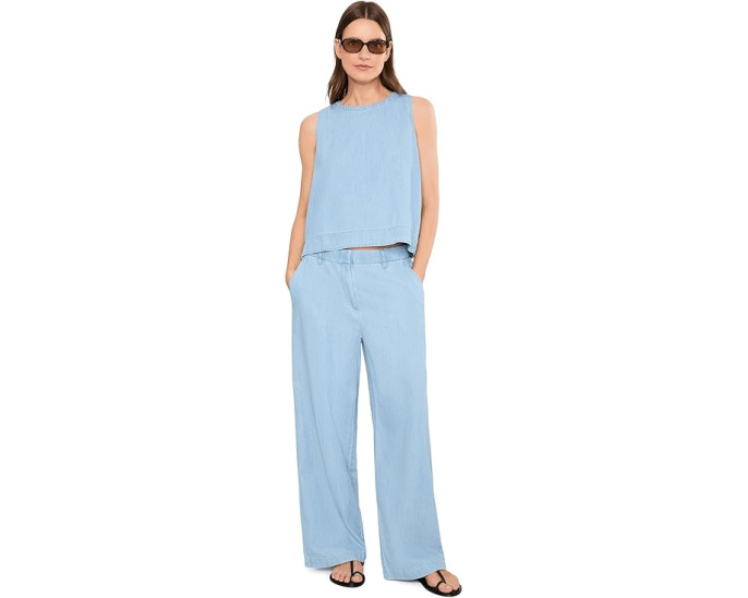 Топ Eileen Fisher из легкого денима с круглым вырезом
