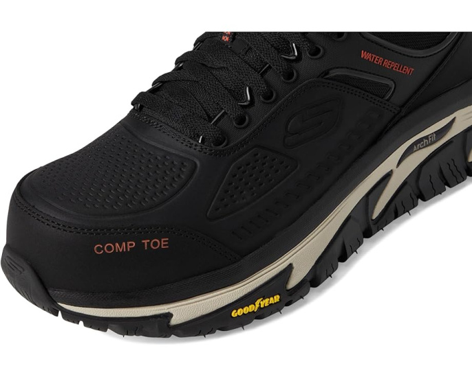 Кроссовки Skechers Arch Fit Road Walker Comp Toe черные с композитным носком