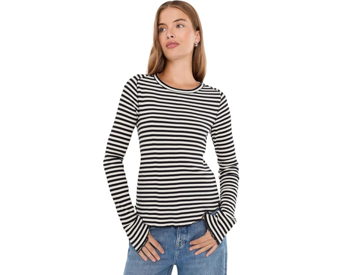 Полосатая футболка Free People Easy Does It из вафли