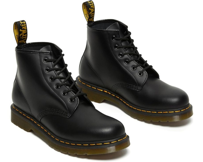 Ботинки Dr. Martens 101 Yellow Stitch с гладкой кожей и классической строчкой