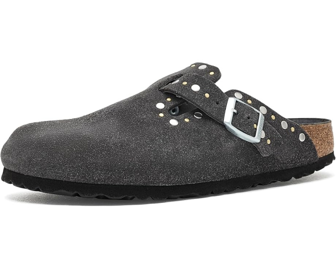 Кломпы Birkenstock Boston с заклепками из замши