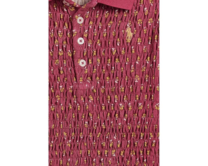 Floral Smocked Stretch Mesh Polo Dress (Toddler/Little Kid)