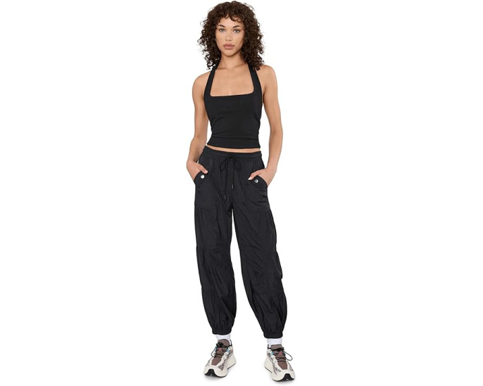 Free People топ Round Two Pique Low Back с открытой спиной черный