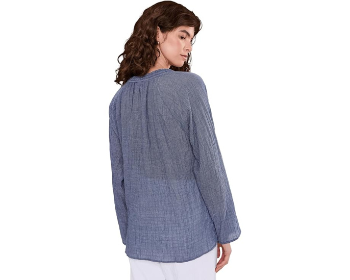 Eileen Fisher топ Cotton Microstripe Pucker Raglan с рукавом реглан