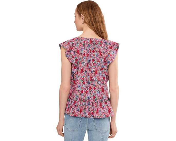 Топ с воланами и пеплумом Liverpool Petite Flutter Sleeve Peplum Woven с цветочным принтом