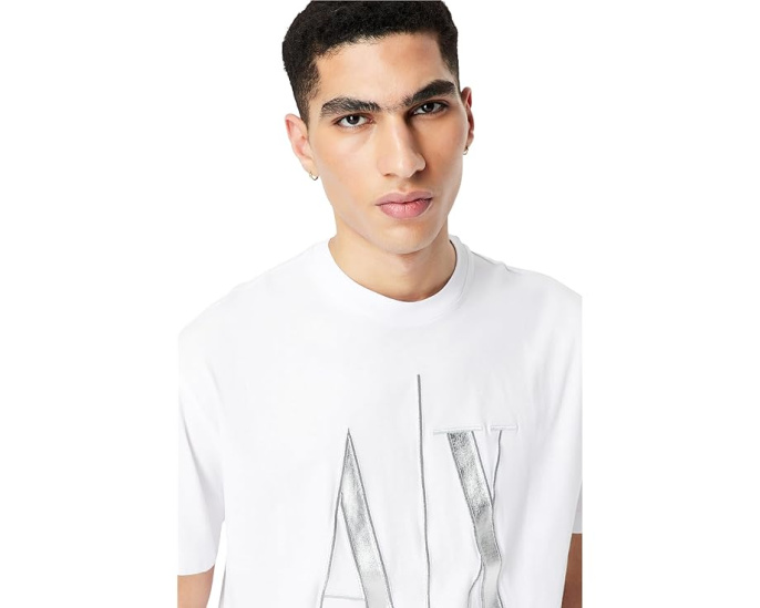 Футболка Armani Exchange Black Gold Icon Logo с круглым вырезом