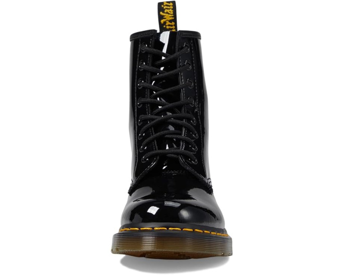 Ботинки Dr. Martens 1460 из лакированной кожи на шнуровке с желтой строчкой