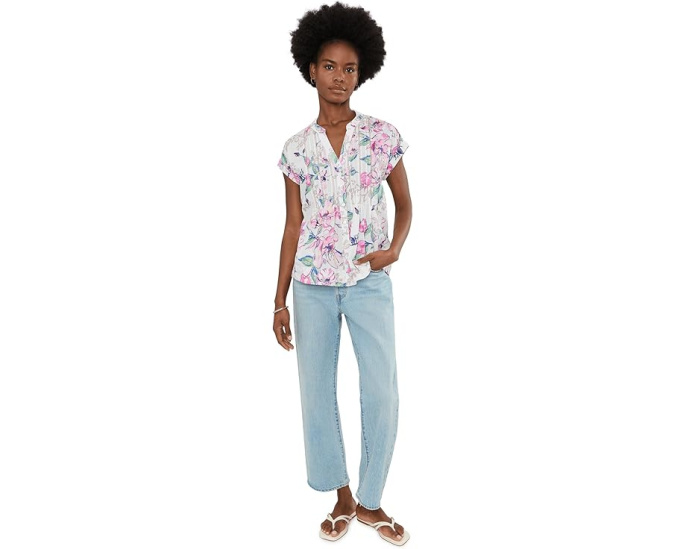 Топ Tommy Bahama с цветочной вышивкой и коротким рукавом