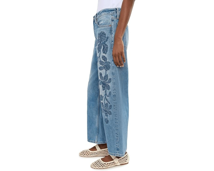 Вышитые джинсы Madewell Embroidered Low Slung Baggy Crop в стиле Worn