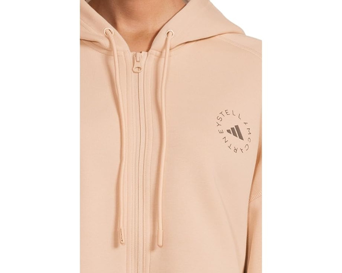 Кропированный худи adidas by Stella McCartney с капюшоном и карманом-кенгуру