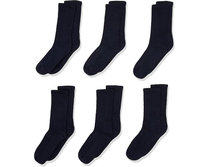 Boys Seamless Half Cushion Sport Crew Socks 6 Pair Pack