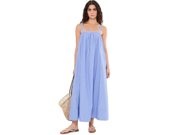 Платье макси Faherty Coastal Poplin Emmy в полоску из органического хлопка