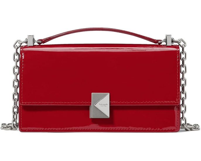 Мини-сумка-кроссбоди Kate Spade New York Deco с цепным ремнем из лаковой кожи
