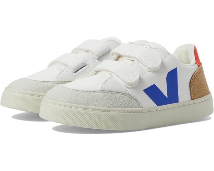 Кроссовки VEJA Small V-12 Chromefree для детей с кожаным верхом и двойной липучкой