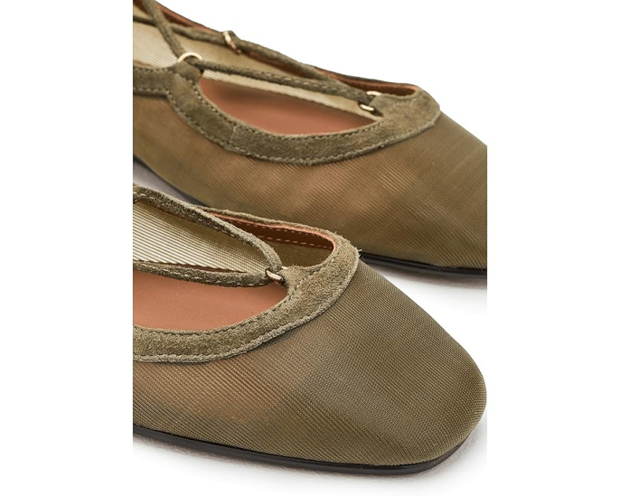 Балетки Madewell Greta Lace-Up из сетки с квадратным носком и ремешком