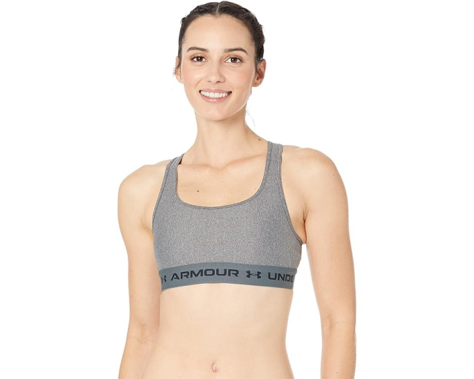 Under Armour Спортивный бюстгальтер Crossback Mid Impact Heather Bra для средней нагрузки