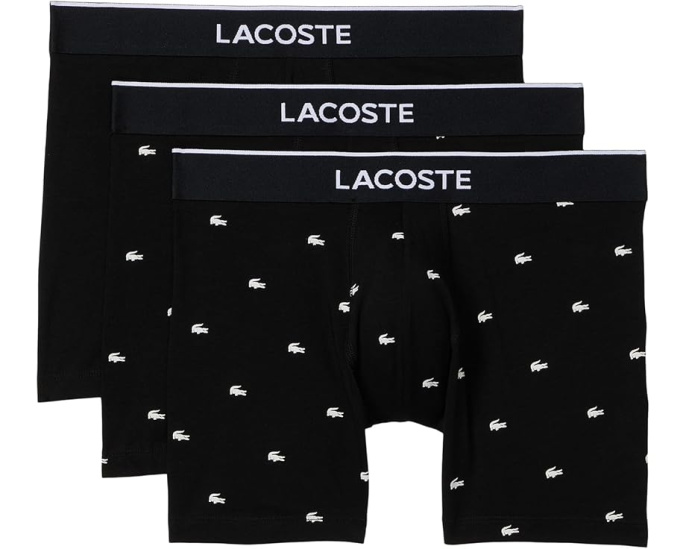 Трусы боксеры Lacoste 3 шт из хлопка черные