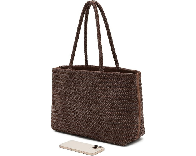 Suede Handwoven Leather Tote