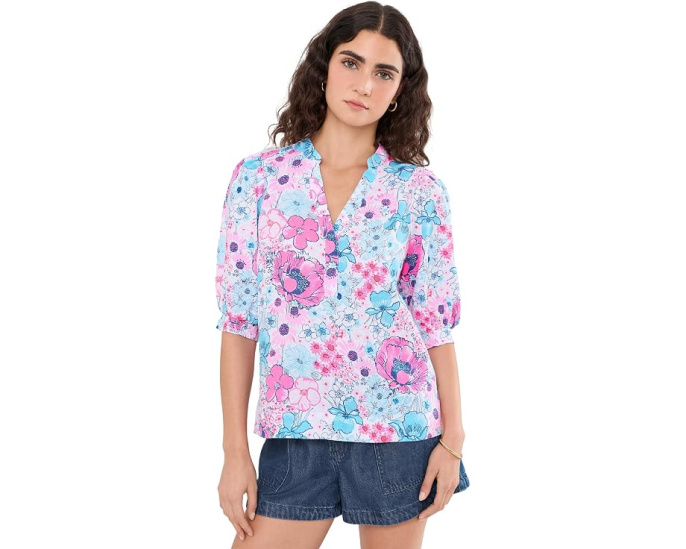 Топ Lilly Pulitzer Mialeigh с рукавом до локтя из льна