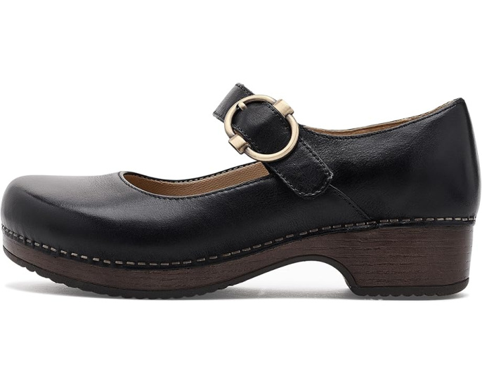 Dansko сабо Bonny Mary Jane из черной кожи с ремешком