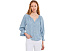 Petite 3/4 Sleeve Button Front Shirred Woven Top