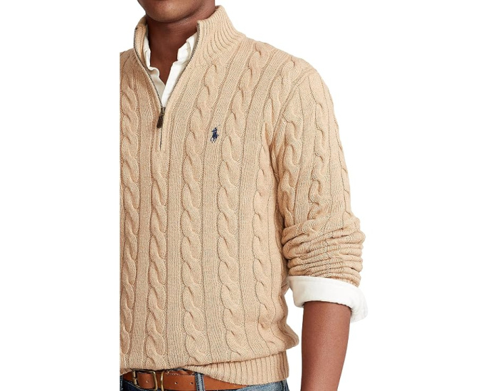 Cable-Knit Cotton Quarter-Zip Sweater