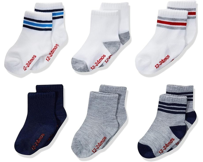 Boys' Toddler 6-Pack Non Skid EZ Sort Crew Socks