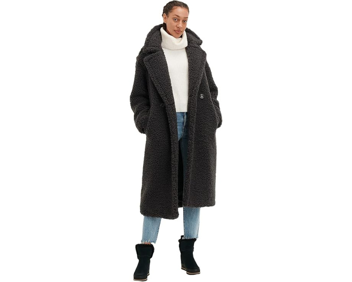 Длинное пальто Gertrude от UGG в стиле тедди на пуговицах