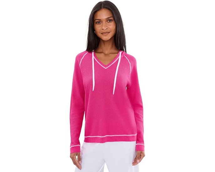 Толстовка с капюшоном Waffle Stitch V-Neck Elliott Lauren с V-образным вырезом