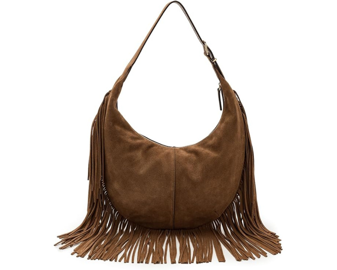 Сумка Madewell The Essential Curve Medium Shoulder Bag с бахромой из замши
