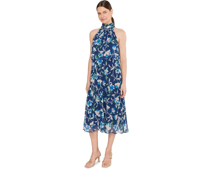 Платье миди Halter Chiffon Adrianna Papell с завязками